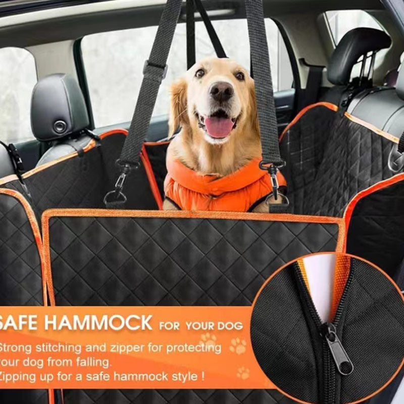 Wasserdichte Auto-Rücksitzdecke für Hunde – Oxford-Stoff mit Taschen & Netz