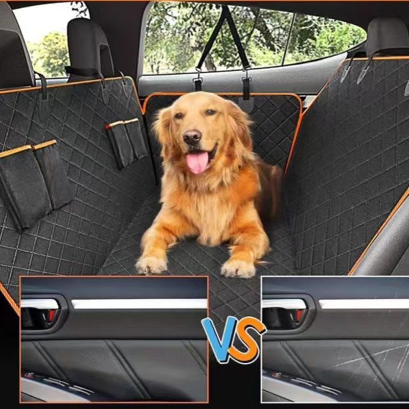 Wasserdichte Auto-Rücksitzdecke für Hunde – Oxford-Stoff mit Taschen & Netz