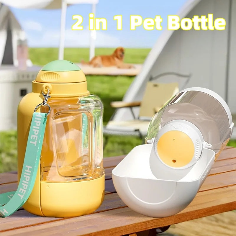2-in-1 Trinkflasche für Hunde & Katzen – Wasser & Futter to Go