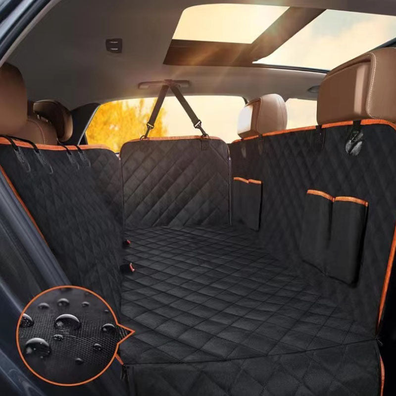 Wasserdichte Auto-Rücksitzdecke für Hunde – Oxford-Stoff mit Taschen & Netz
